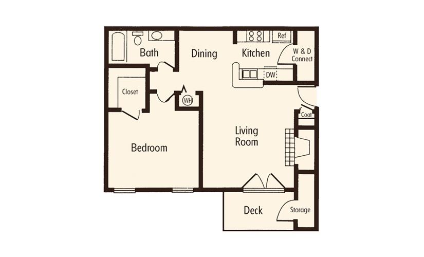 One Bedroom 1 Bath Floorplan