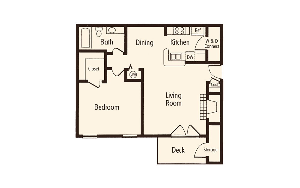 One Bedroom 1 Bath Floorplan