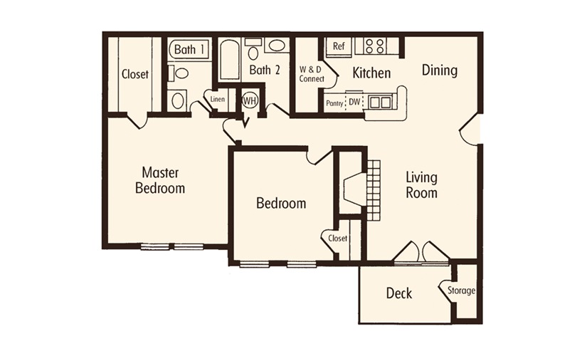 Two Bedroom 2 Bath Floorplan