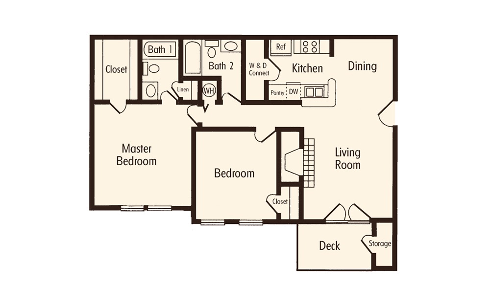 Two Bedroom 2 Bath Floorplan