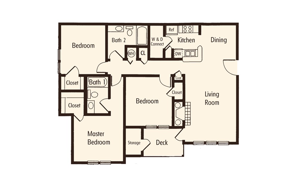 Three Bedroom Two Bath Floorplan